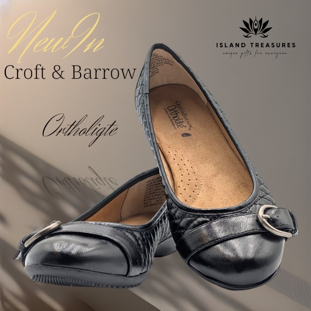 CROFT&BARROW Ortholite Cushioning Lightweight Black Flats Women Size 6.5 Medium